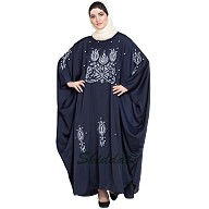 Designer Kaftan abaya with embroidery work- Navy Blue